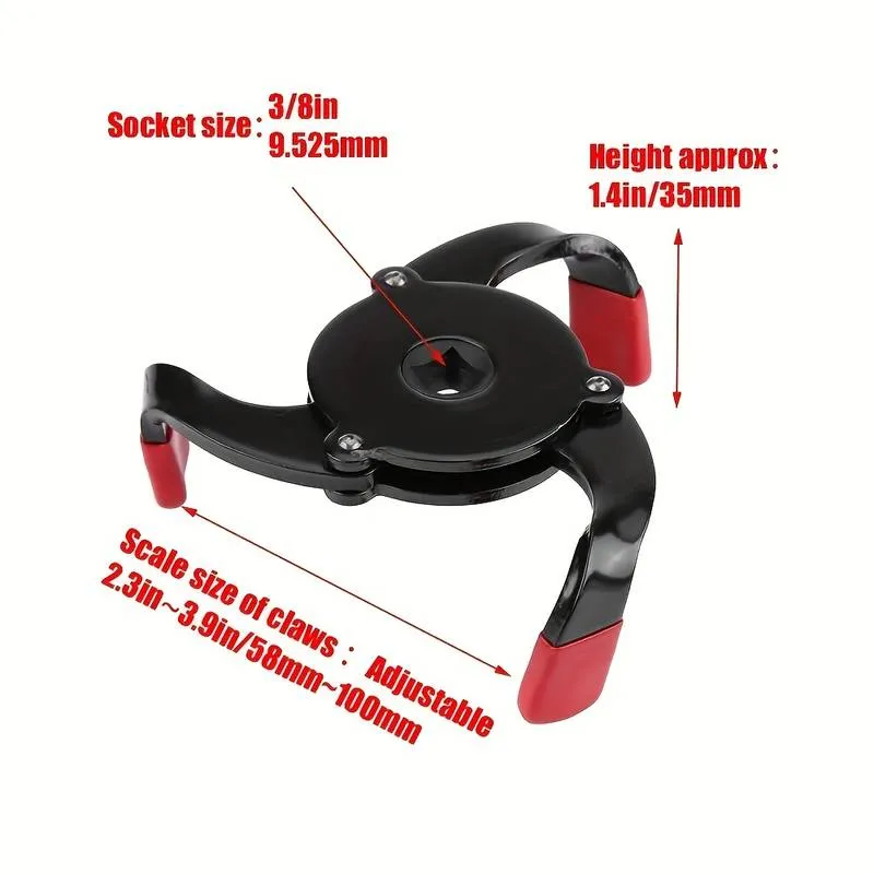 Universal Oil Filter Wrench Tool 60-100mm Car Repair Adjustable 3 Way Oil Three-Claw Filter Removal Tool Interface Special Tools