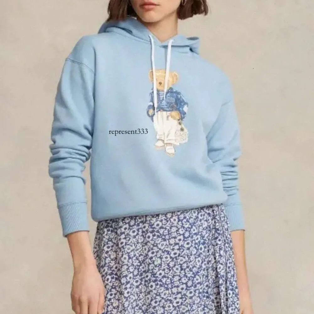 Hoodies Designer Women Polo Swatershirt długie rękawy Koszule S Autumn Top Woman Blue Little Bear Pullover Blue