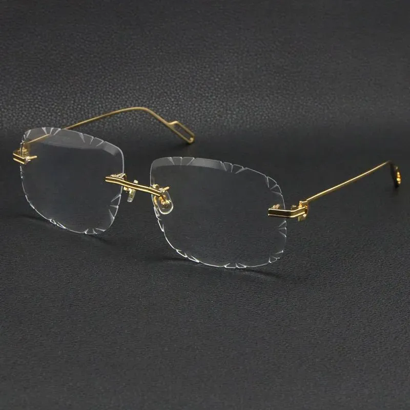 2024 SÄLJA MÄN KVINNER RIMLESS GOLD METAL SUNGLASSES RAMMEDAGA EGYAR LUNETTER Fashion Classic Glasses Högkvalitativa glasögon Ramar Manliga och kvinnliga flera modeller