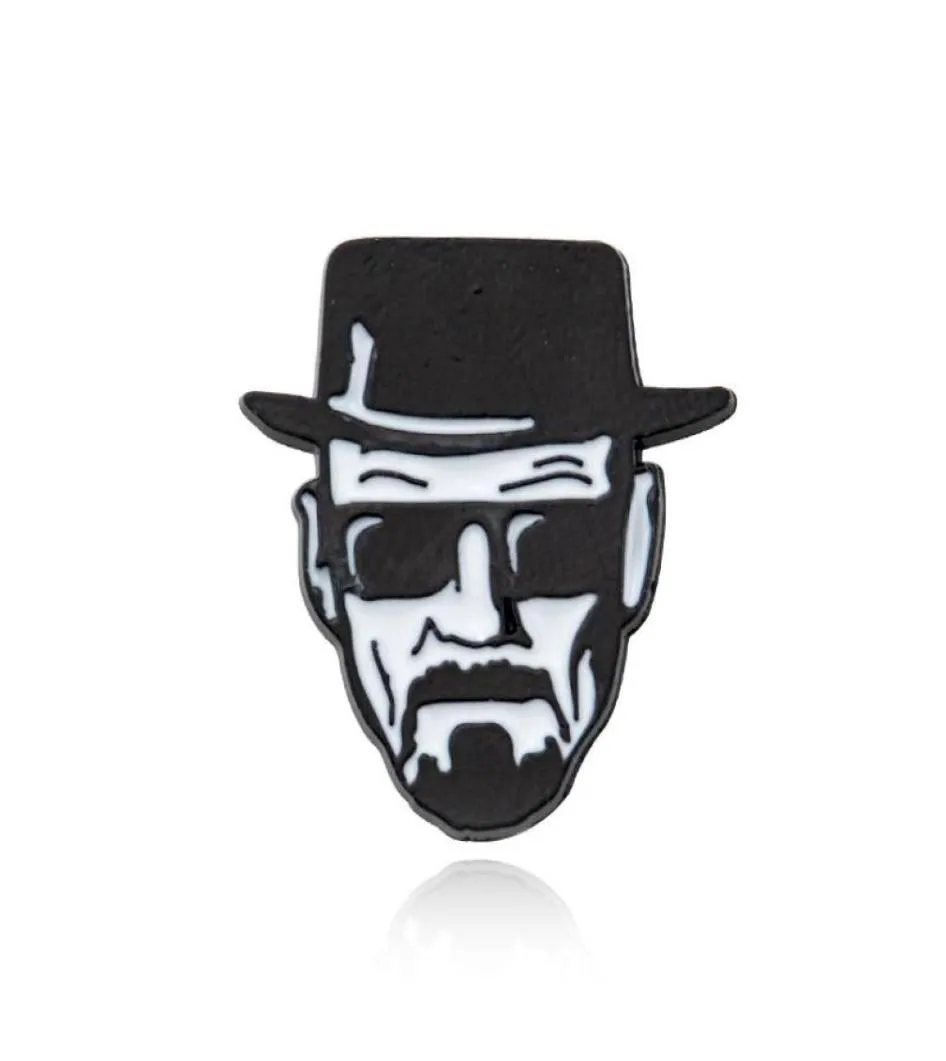 Pins Brooches Breaking Bad Walter White Punk Zinc Alloy Brooch Pins Backpack Pride Clothes Medal Shirt Hat Insignia Badges Men Wo6803833