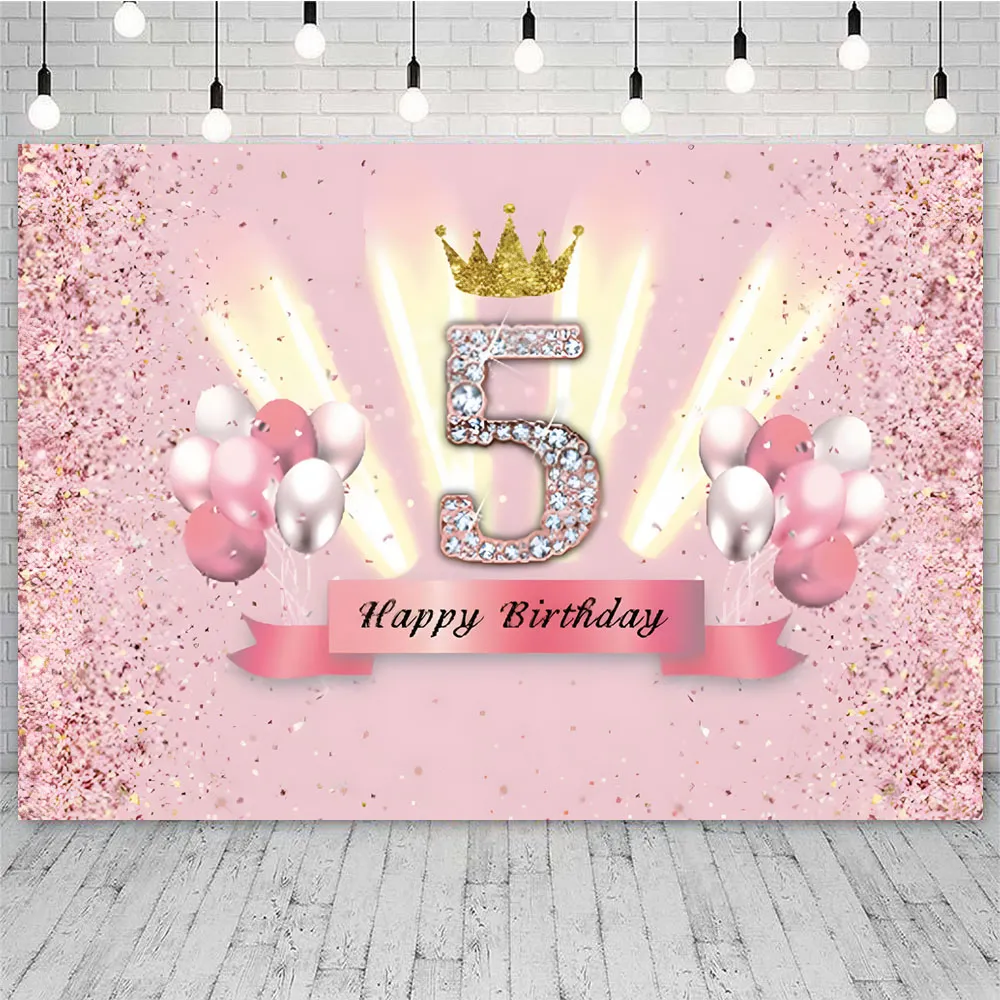 Fabric Happy Birthday Banner - Pre-Assembled Glitter Pink Sign For Party Decorations