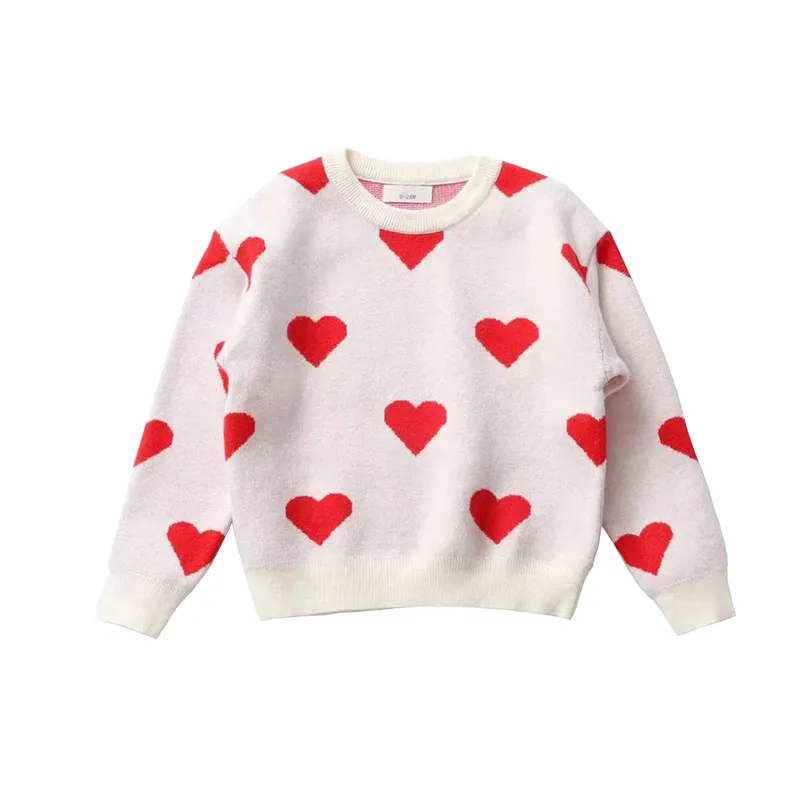 NKNIT ハート　pattern pullover sweat Toddler Girls Knit Heart Print Pullover Tops for Fall and