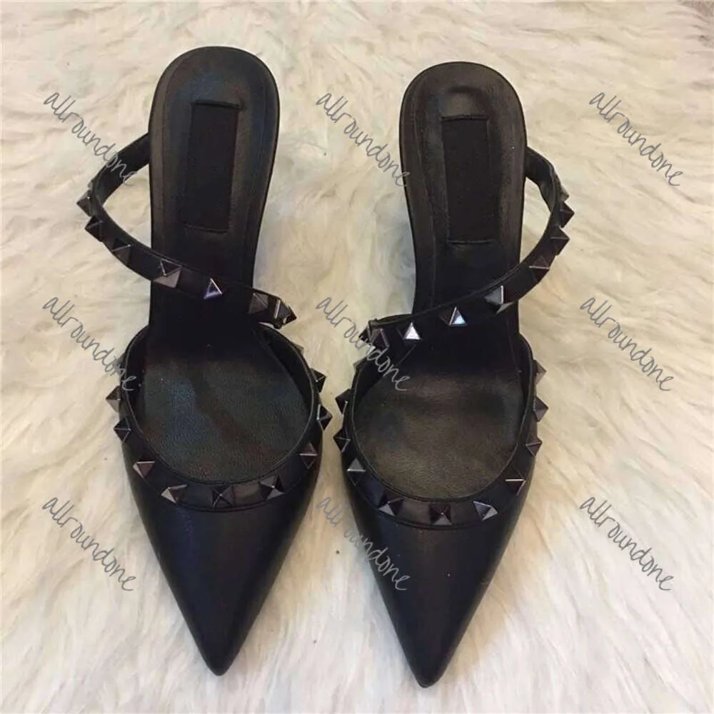Designer High Heels Slippers Classics Brand Femmes Chaussures de mariage 6cm 8cm 10cm Talon mince Point Nude Black Gol