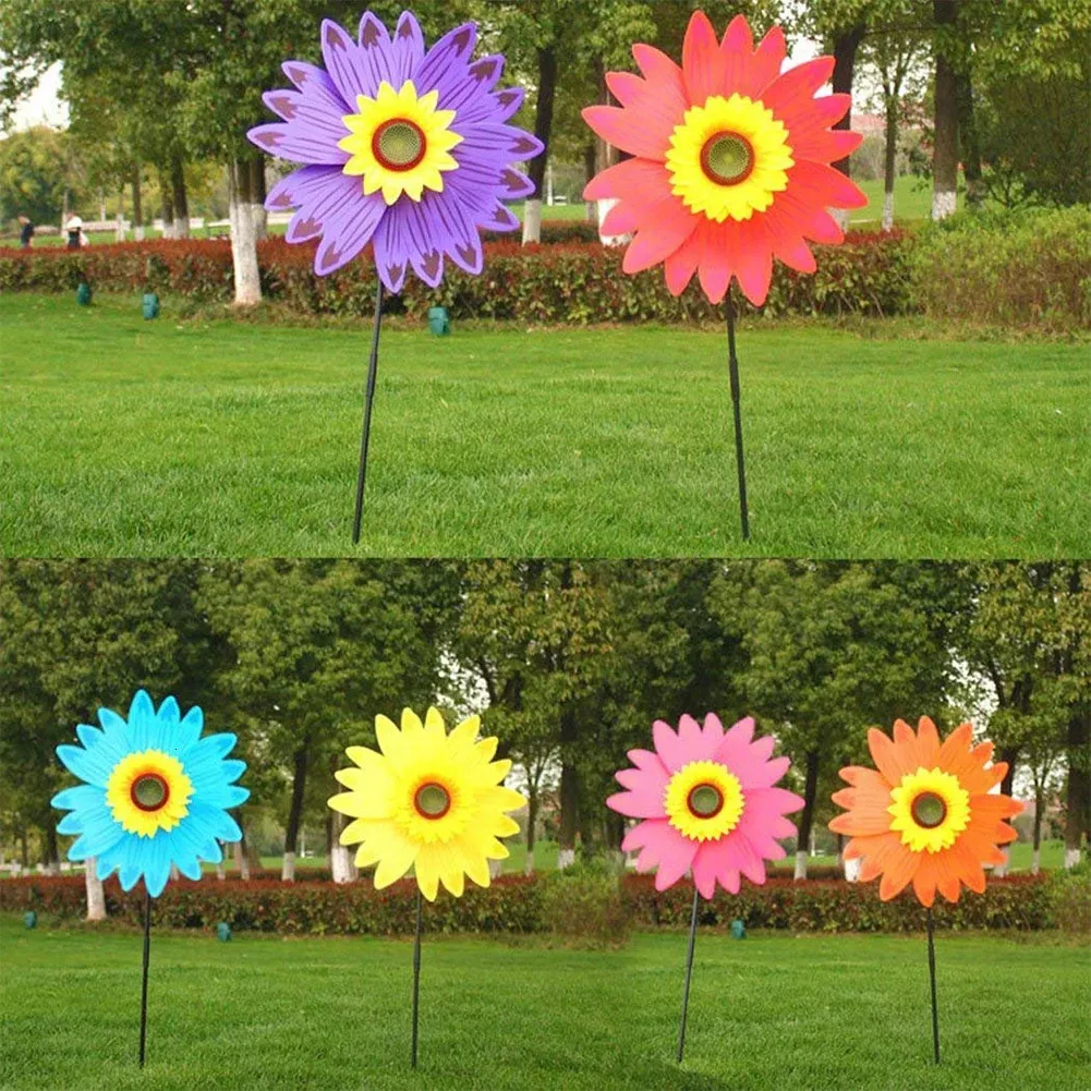 Windmill Sunflower Rotating Wind Spinner Stake Lawn Flown Pitchwheel Outdoor Party Garden Yard Decor Dzieciowe zabawki 240412