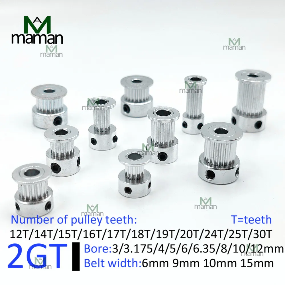2 Set GT2 Tiing Belt Pulley 20&60 Teeth Aluinu Alloy GT2 Synchronous Wheel With 2PCS Length