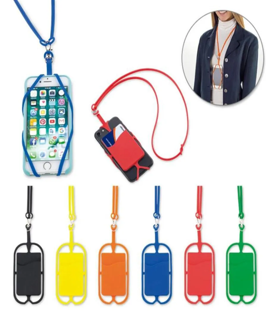 Silikon lanyards halsband halsband sling korthållare rand nyckelring för iPhone samsung huawei xiaomi moto universal mobil phon6743953