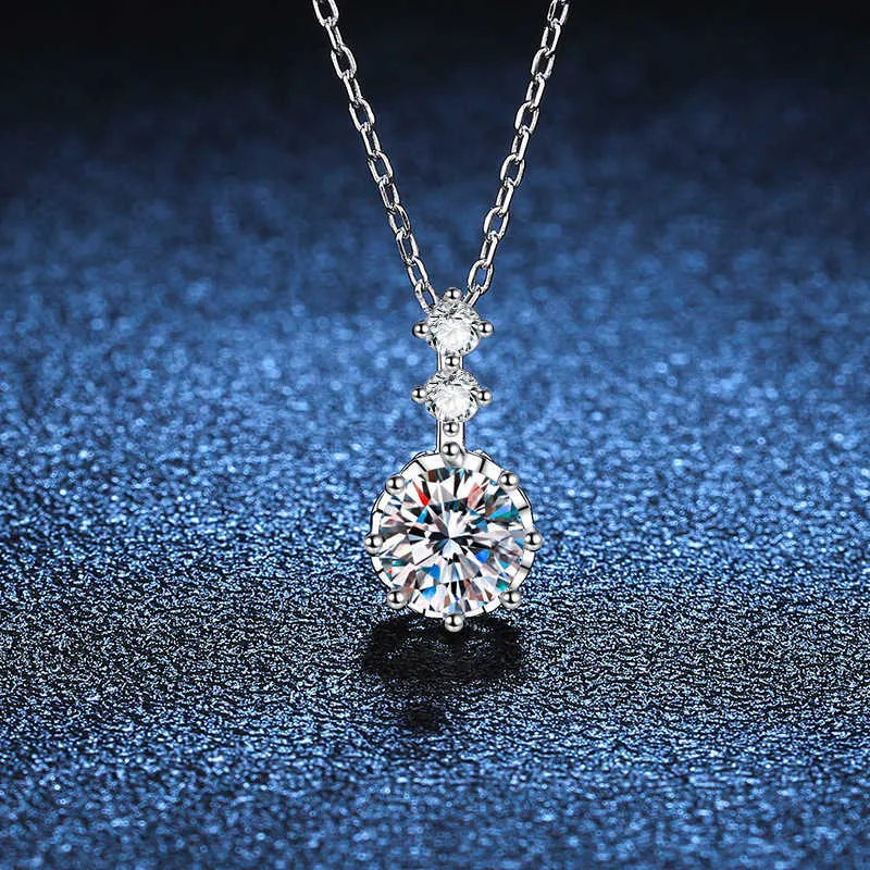 Sterling Sier S925 Morsonite ketting vrouwelijke stijl luxe zes klauw ingelegde sleutelbeen keten morsoniet ketting 1