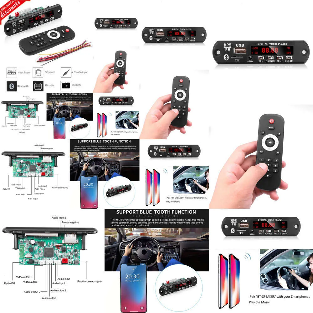 جديد 2024 2024 سيارة صوت سيارة MP3 MP5 Player Detector Board Bluetooth 5.0 وحدة الصوت دعم USB TF mp3 wav mp4 وظيفة فك تشفير السيارة بدون خسارة