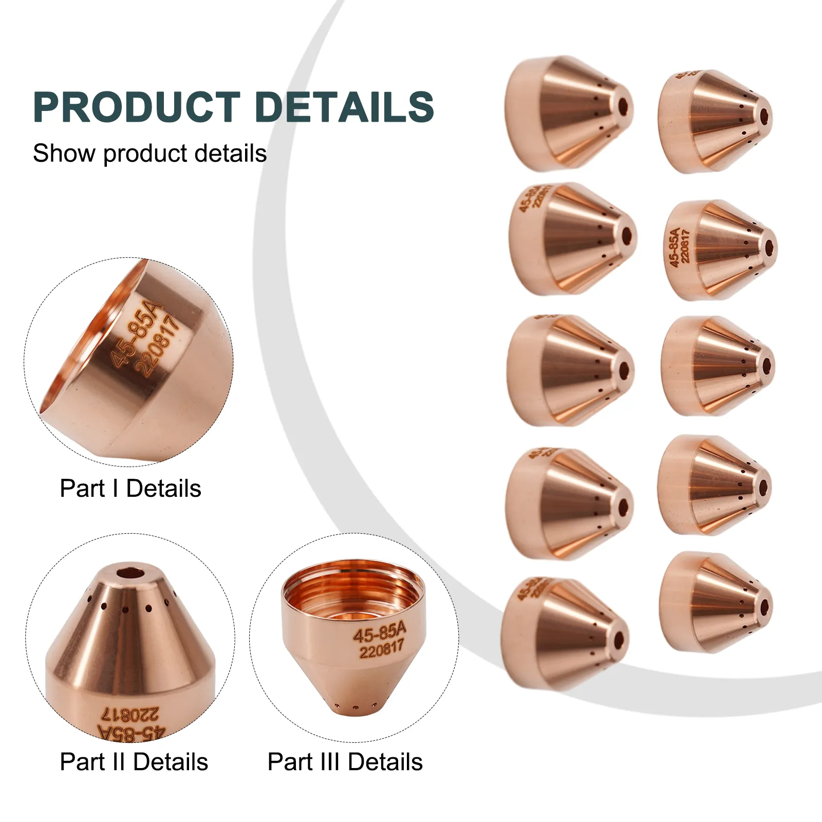 10-Pack 420419 Plasma Gouging Nozzle Tips – Compatible With Hypertherm PMX 45XP Plasma Cutting Torch (Tellurium Copper)