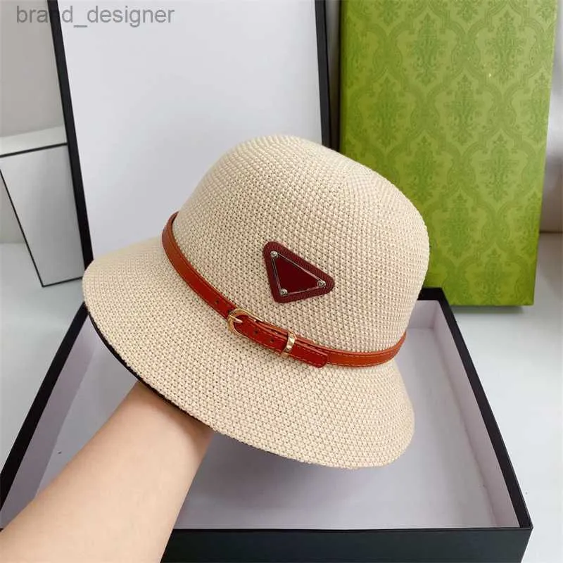 Summer Fashion Woman Bucket Hat Designerka Straw Hat Beach Travel Ladies Sunscreen Sun Cap dla mężczyzn Kobiet Grass Braid Dome Małe czapki brzegi