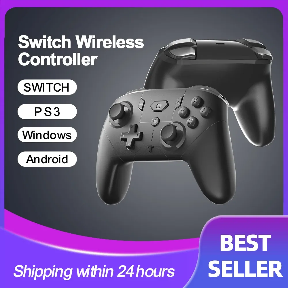 GamePads Switch Controller Switch Pro Controller kompatibel med Switch OLED Wireless GamePad med/rörelsekontroll/dubbla vibrationer/turbo