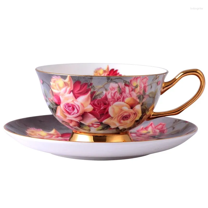 Cups Saucers European Vintage Style High Quality Phnom Penh Bone China Coffee Cup And Saucer Set Ceramic British Afternoon Tea