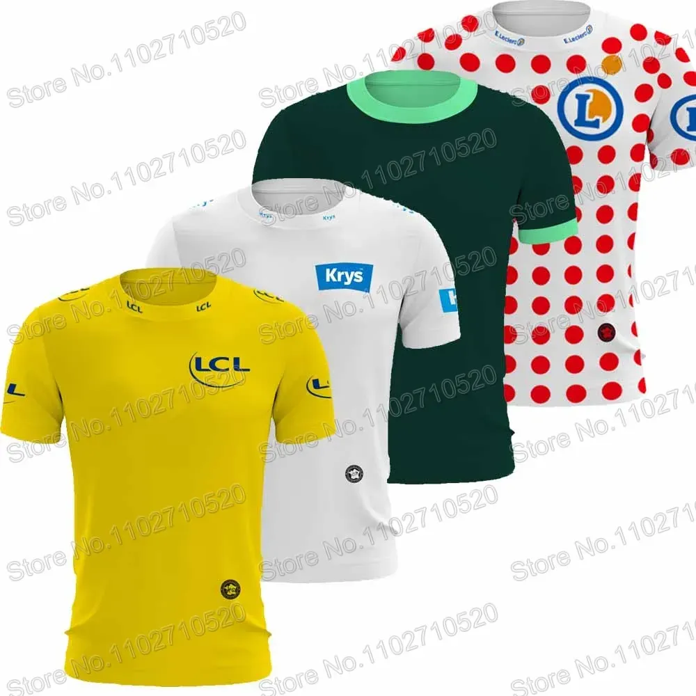 T-Shirts 2023 France Tour CAMISETA TDF Jersey T Shirts Yellow Green 3D Print Mens Summer Running Streetwear Casual Technical Training