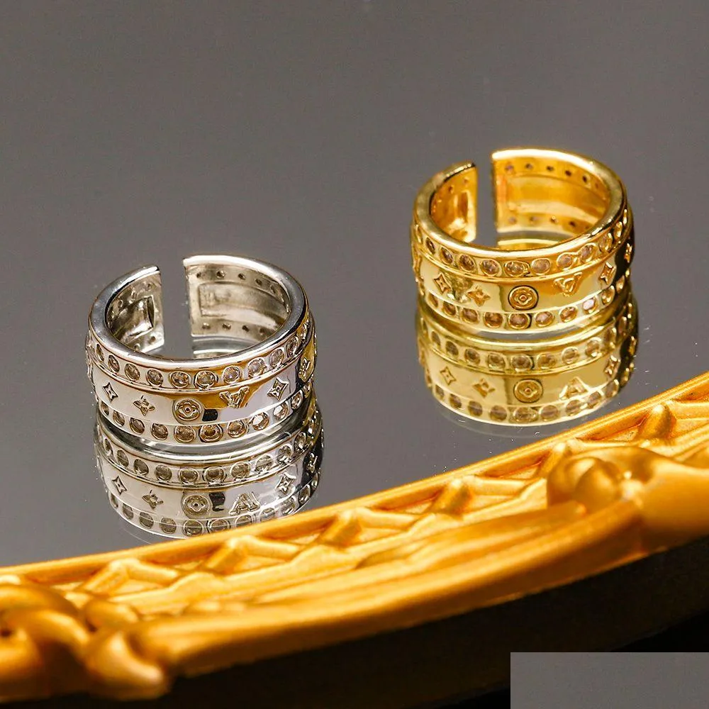 Pierścienie zespołowe Złote Titanium Stal Pierścień Projektant Ring Regulowany dla kobiet druk