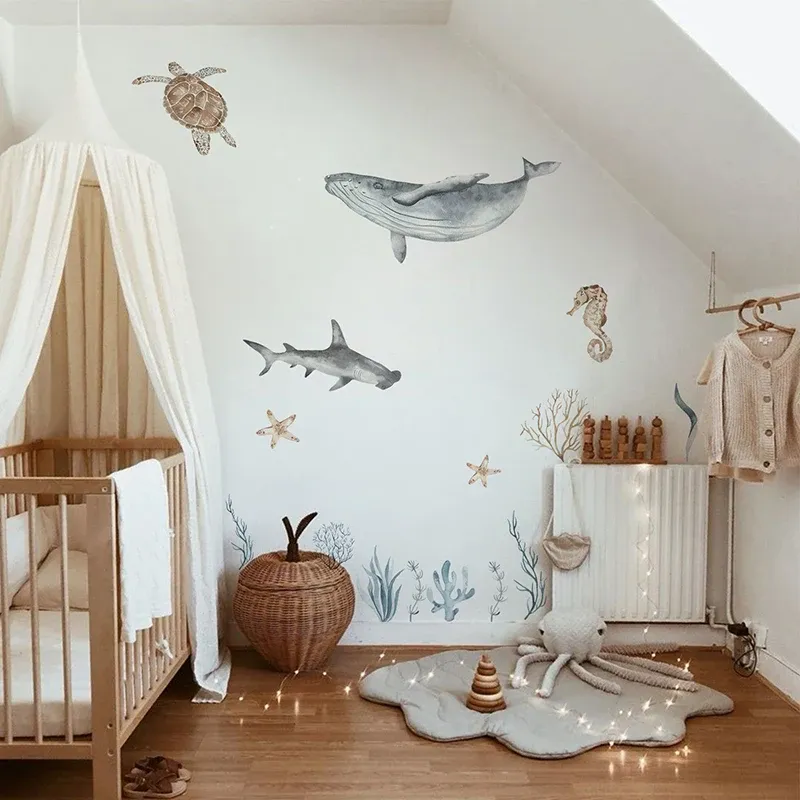 Calcomanías De Pared Realistas De Tiburón, Calcomanías De Pared De Criatura Marina, Decoración De Pared De Tiburón Para Guardería, Habitación De Niños, Sala De Estar, Aula, Dormitorio, Habitación De