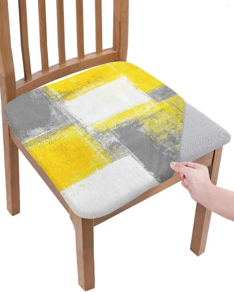 Coperchio di sedia per olio dipinto astratto Coperchio di sedile elastico giallo geometrico per le bocchette per la sala da pranzo protezione