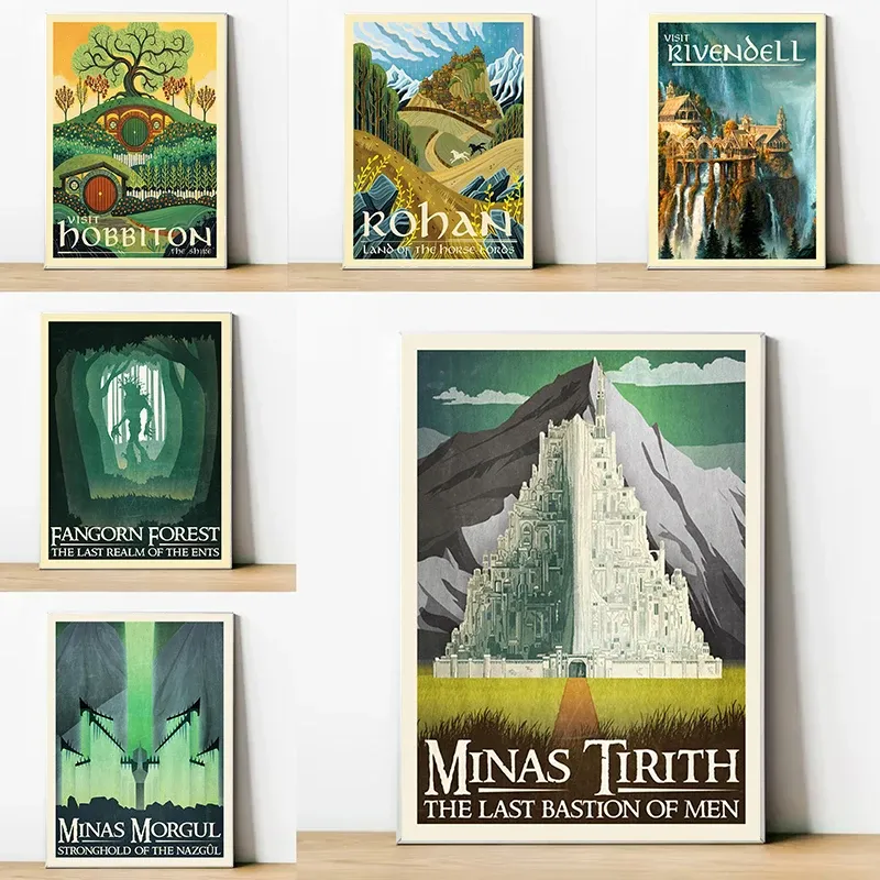 Vintage Posters Lord of The Rings Middle-Earth Travel Art Canvas Prints ...
