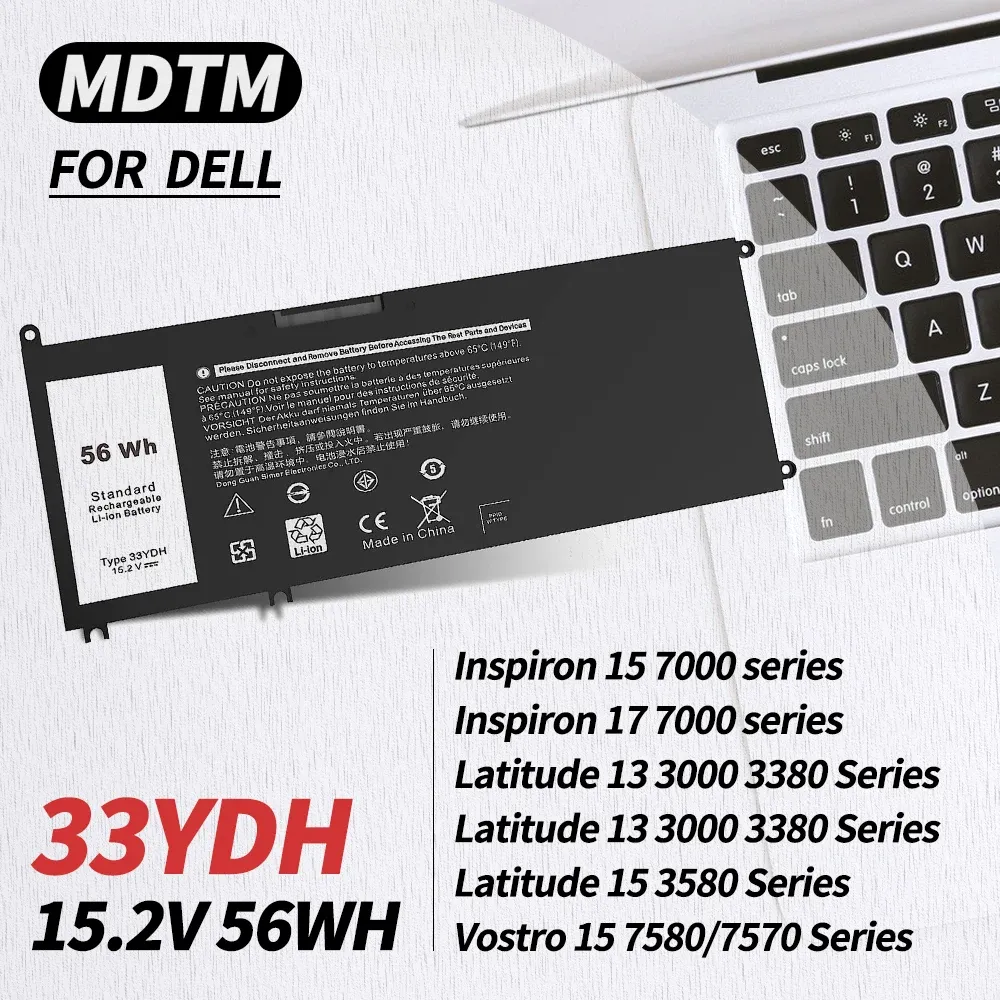 Baterie 33YDH bateria laptopa dla Dell Inspiron 17 7000 7778 7786 15 7577 G3 3579 3779 G5 5587 G7 7588 Szerokość 13 3380 14 3490 15 3590