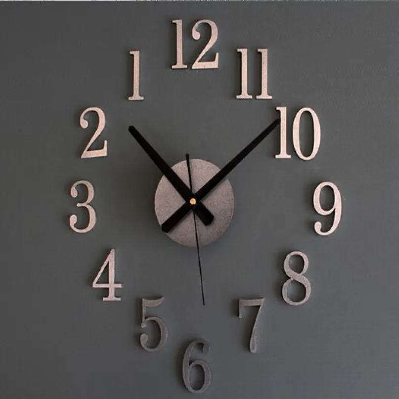 Horloge inversée Back Metallic True 3D stéréo DIY DIY Clock Wall Creative Fashion Watches Bell Renversal327W