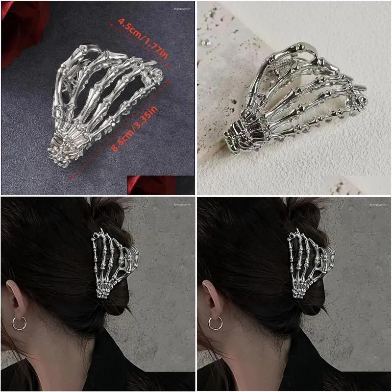 Hair Clips 1 Piece Of Ladies Fashion Street Punk Style Solid Color Skeletal Hand Claw Clip For Everyday Party Gift Accessories