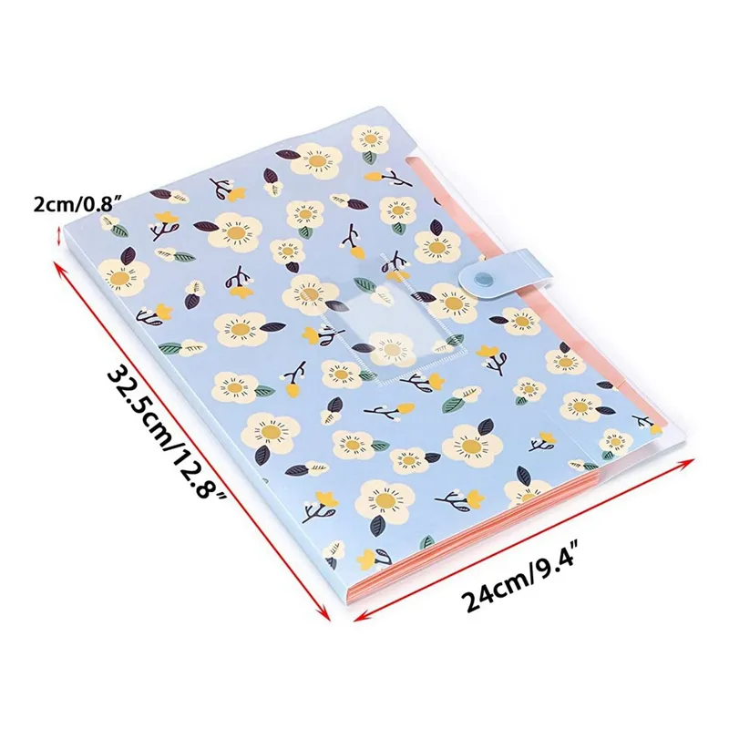 2x expanderande filmappblommor A4 och bokstavsstorlek arkivfilhållare arrangör 8 fickor (blå)