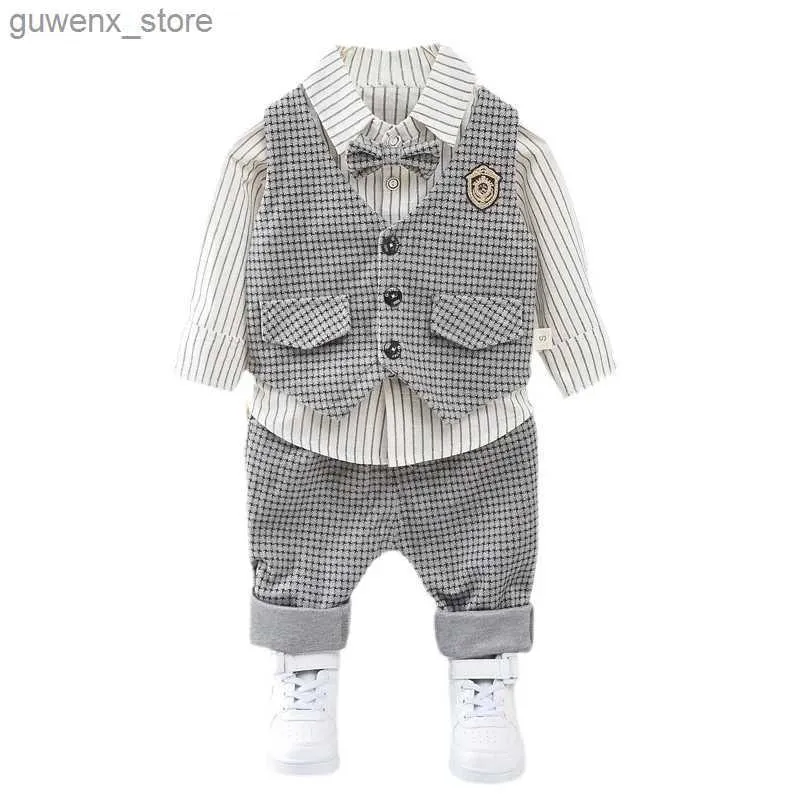 Vêtements ensembles nouveaux vêtements de bébé au printemps Baby Boys Suit Enfants Casual Vest Shirt Pantals 3pcs / sets