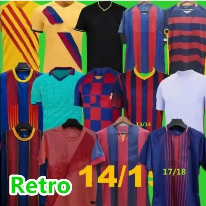 18 19 20 21 Retro Puyol A.Iniesta Xavi Messis Soccer Jerseys 2014 2015 2017 2018 2018 2019 2021 2022 홈 Neymar Jr Pique Suarez Vintage Classic Football Shirt