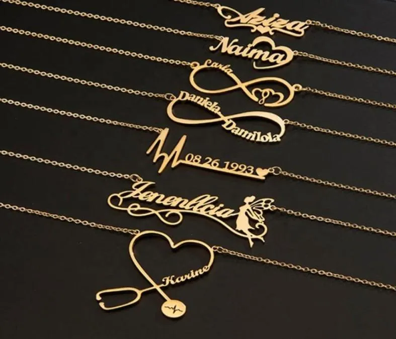 Personlig Stainls Steel Custom Name Jewelry Custom Letter Women Pendant Necklace4225380