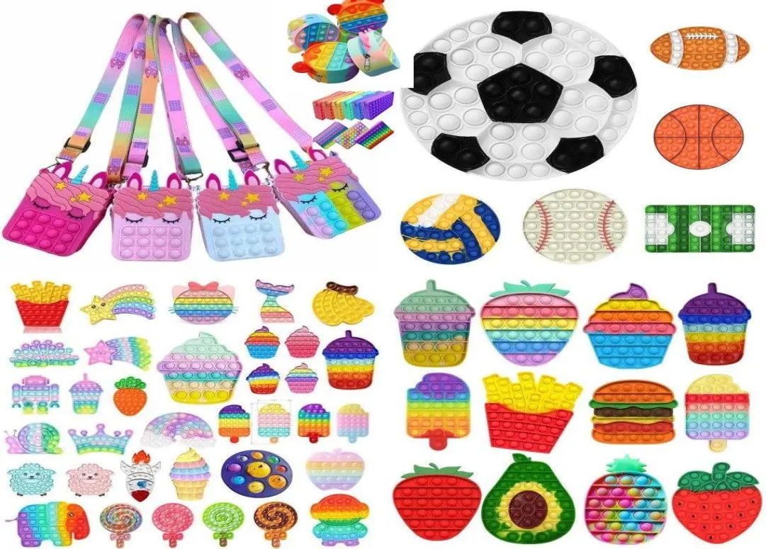 Toys de soulagement de stress coloré Christmas Halloween Crayon sac à crayons Purse Kids Fingertip bulle