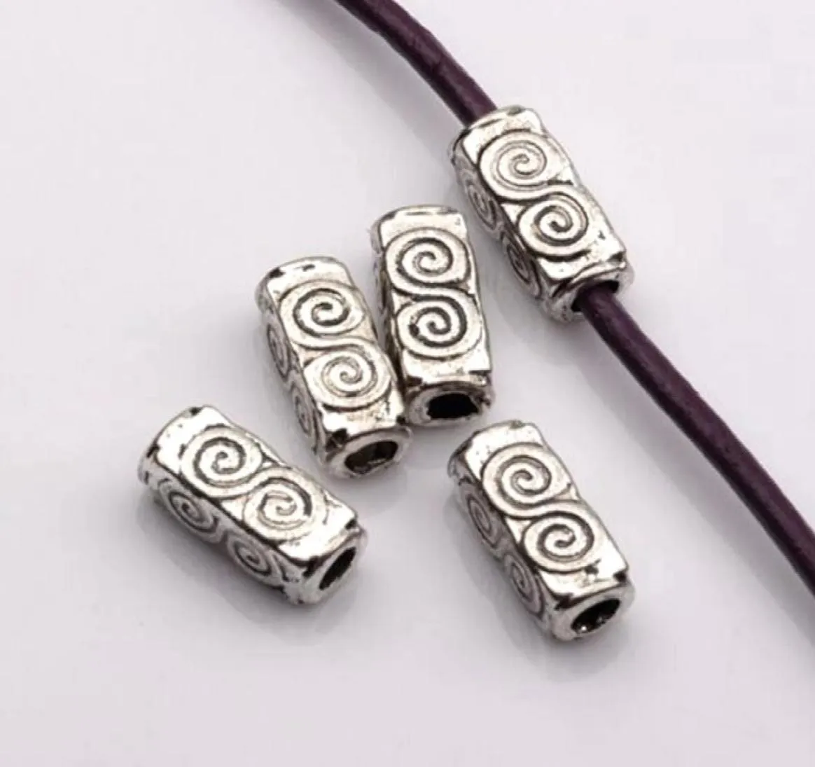 100pcs Antique Silver Alloy Swirl Rectangle Tube Spacers Perles 45mmx105mmx45mm pour les bijoux Bracelet Collier DIY ACCESO6271038