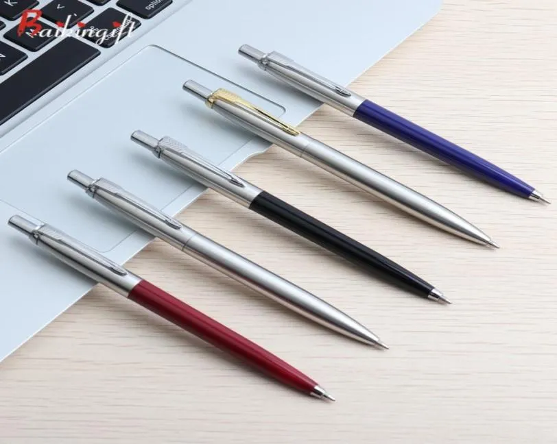 10pcslot Ballpoint Pen Set Коммерческий металлический шариковой ручки для школьных канцелярских канцелярских товаров подарок Press of the Style Black Blue Ink 27031866