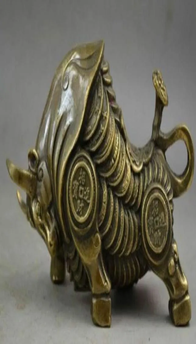 Chine cuivre sculpture de la richesse du corps entier STUDE ZODIAC OX INDUCTION1380731