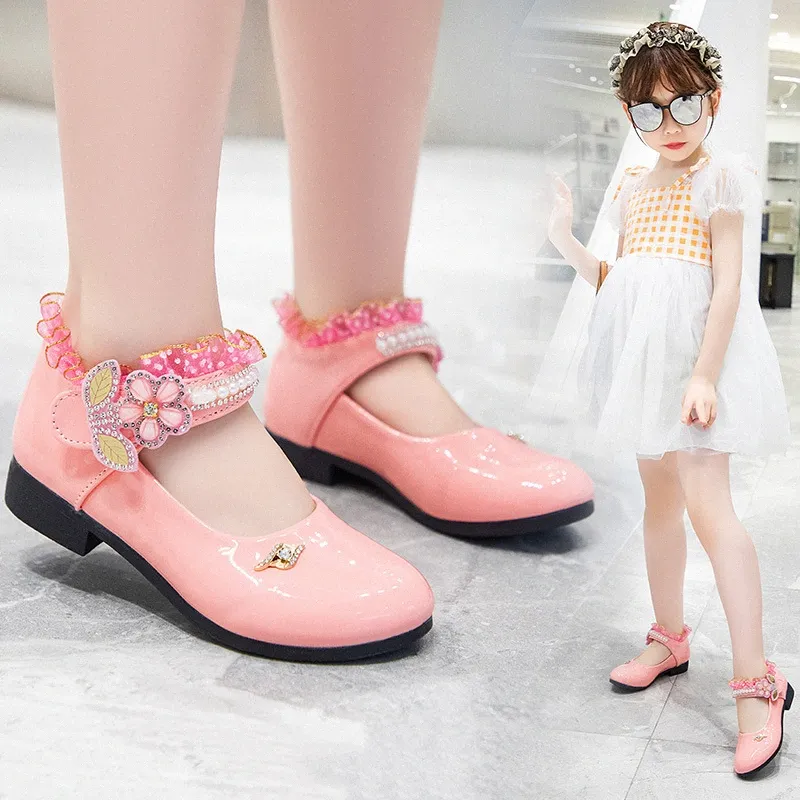 Kids Princess Shoes Baby Soft-solar Toddler Shoes Girl Children Single Shoes sizes 26-36 12cZ#