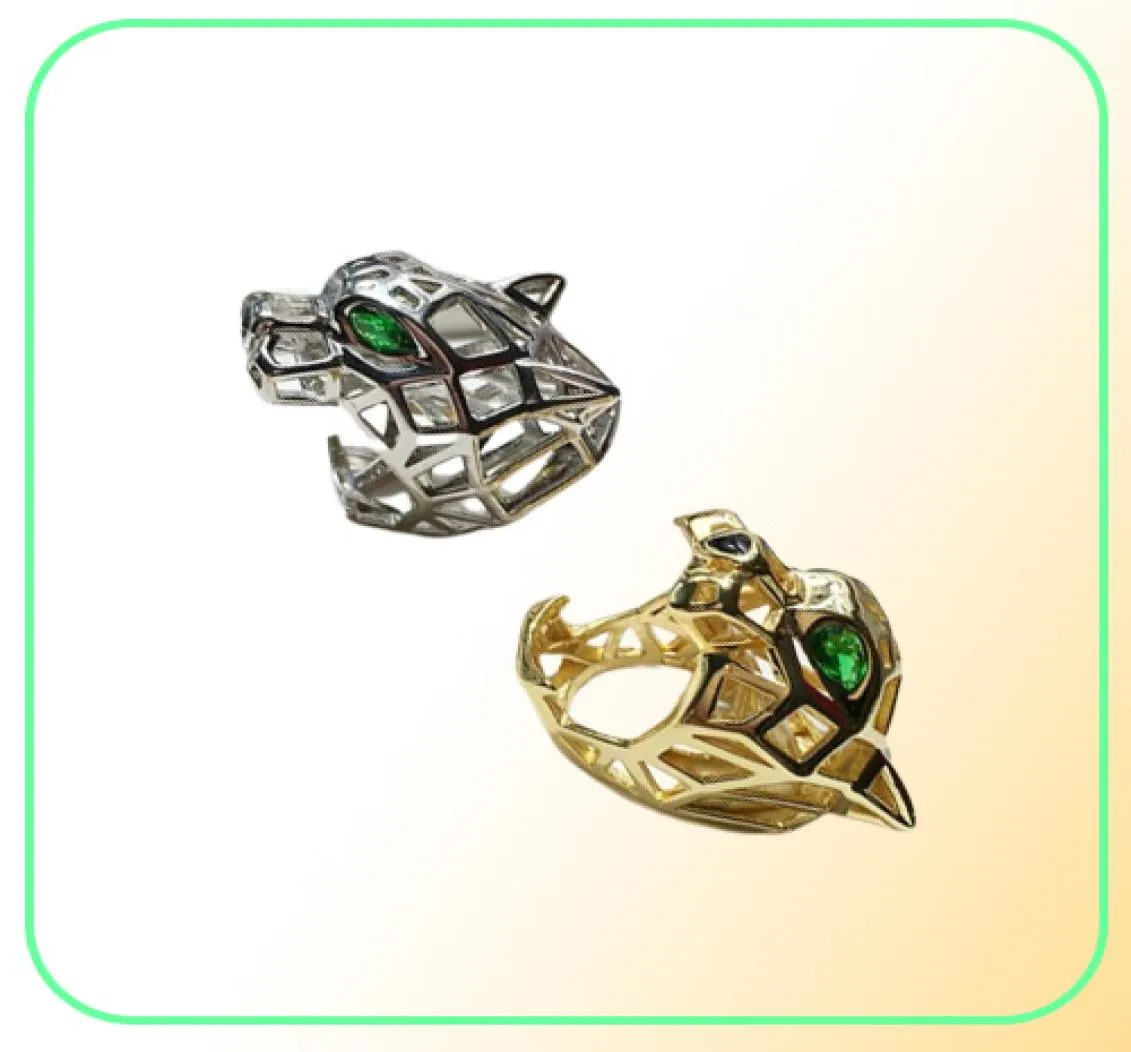 mode -accessoires voortreffelijk koper vergulde uitgeholde holte green eye tijger luipaard hoofd opening ring sieraden dames en heren ringen184C4463895