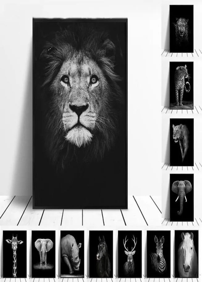 Canvas målar djur väggkonst lejon elefant hjort zebra affischer och tryck väggbilder för vardagsrum dekoration hem dekor4009803
