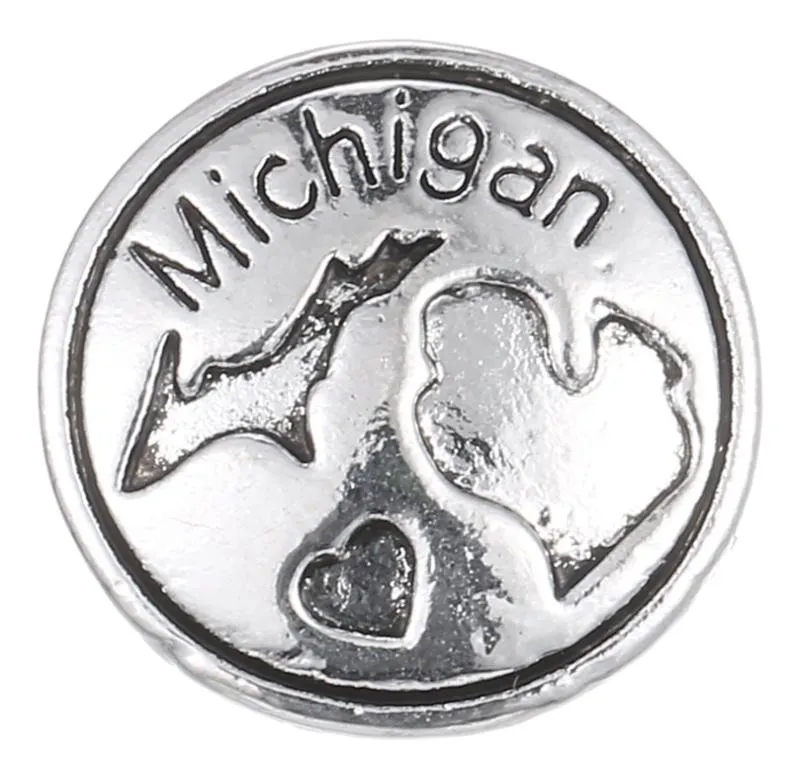 10PCSlot 2017 Silver Michigan Snap -knoppen 18 mm Charms Sieraden Snap voor DIY Silver Snap Bracelet1616710
