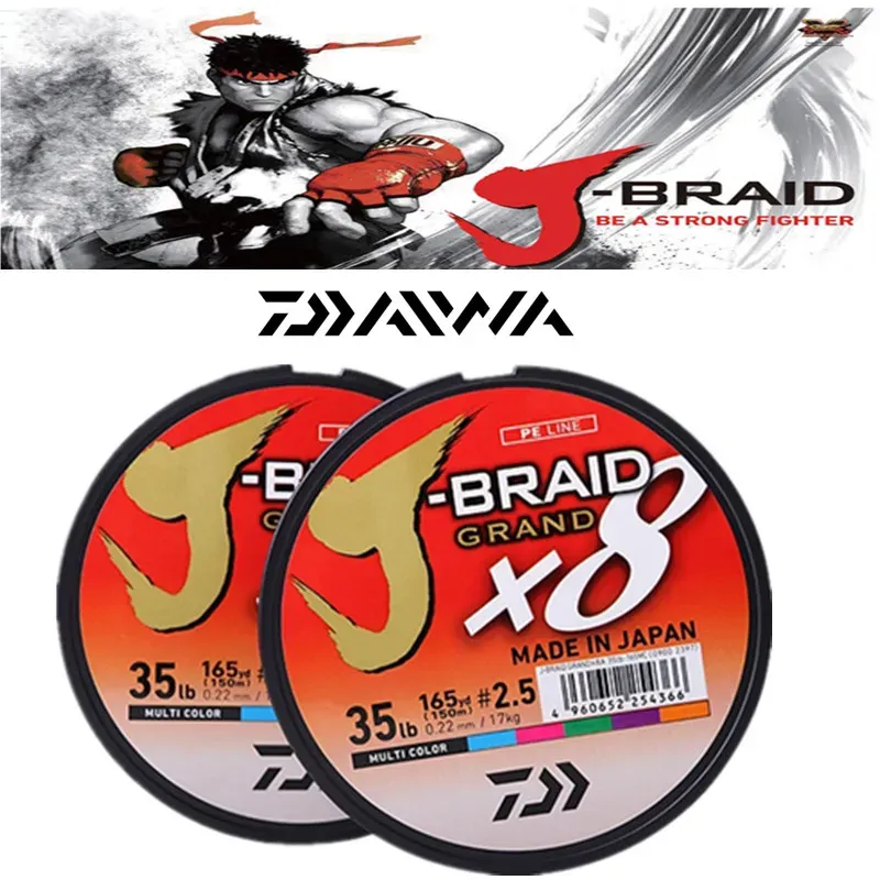 Daiwa 2 Pcs J-Braid 8 Braid 0.16mm, 9,0kg/20,0lbs, 150m Vert Foncé (Doublé Pièce