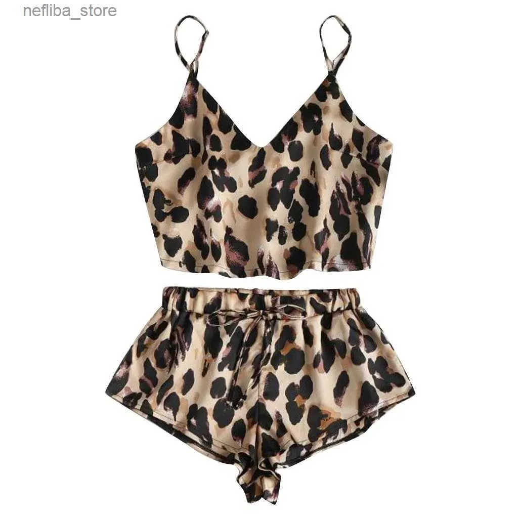 Pajamas sexy Miarhb y pigiama per donne abbigliamento da notte pigiami stampa leopardo set di abbigliamento da notte femminile