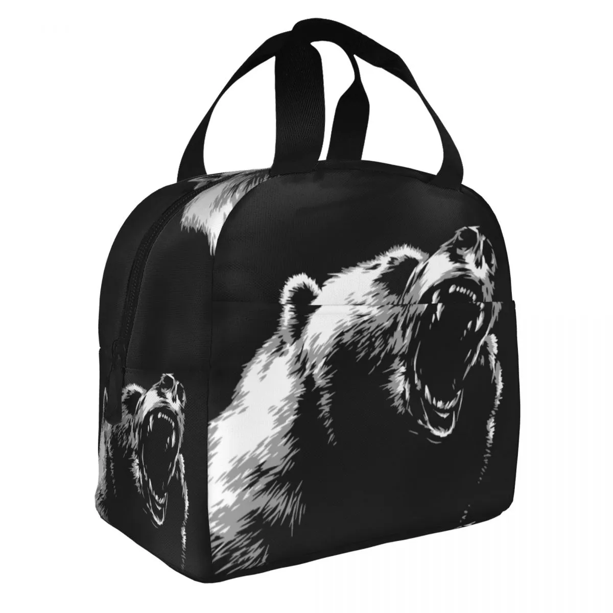 Angry Bear Lunch Bag For School Office Portable Food Thermal Cooler Isolated Lunch Box Women Children Tygväskor