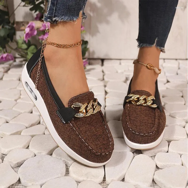 Casual Shoes Flats Chain Women Loafers Platform Sport Walking Dress Sneakers 2024 Summer Fashion Travel Mujer