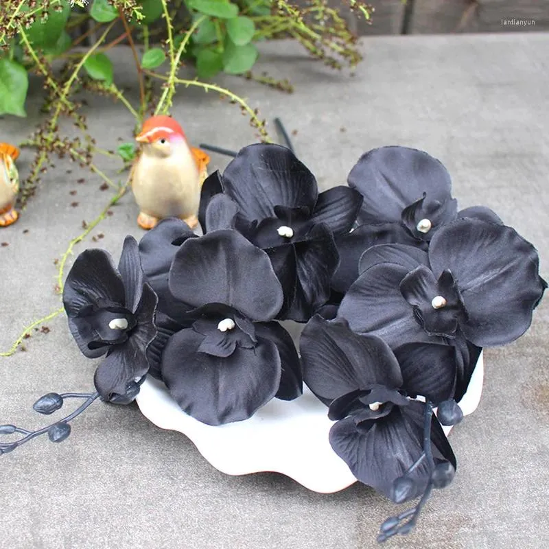 Dekorativa blommor 1pc Artificial Flower Black Fjäril