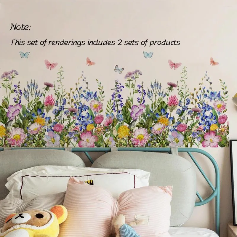 Tapety 2PCS Kreatywny motyl kwiat naklejki na ścianę w salonie sypialnia dekoracyjna naklejka do domu ms8611