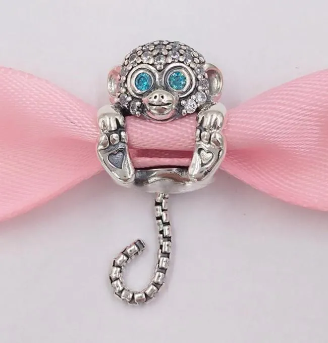 Andy Lewel Authentic 925 Sterling Jewelry Silver Pärlor Sparkling Monkey Charms Passar Europeiska stilarmband Halsband 5506442