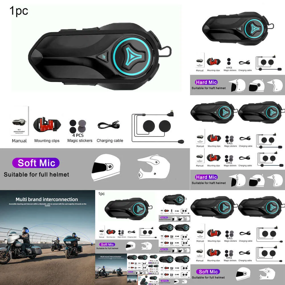 Nouveau casque interphyle d'électronique 2024 CAR CASHET BLUETOOTH Interphone pour 2 cyclistes IP67 Casque de communication sans fil imperméable