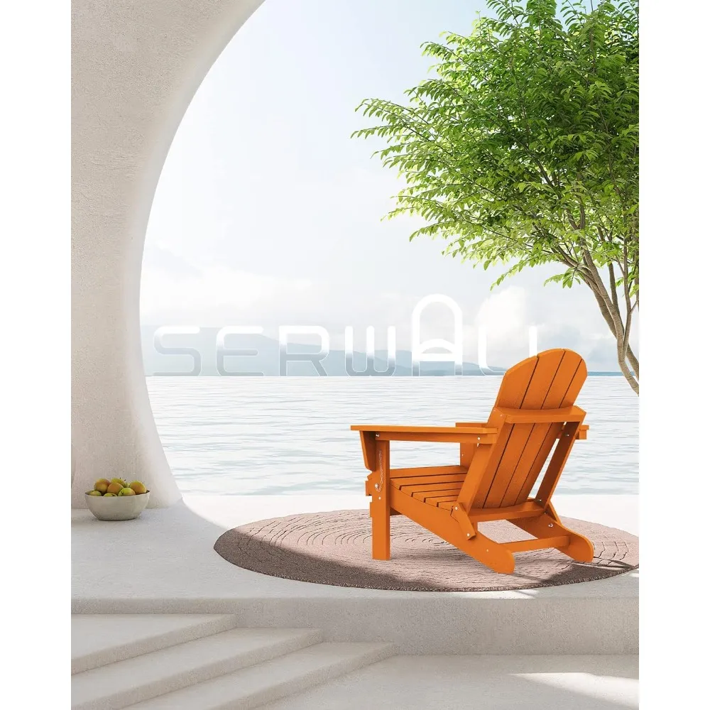 SERWALL Folding Adirondack Chair, 2-Pack Weather Resistant Outdoor