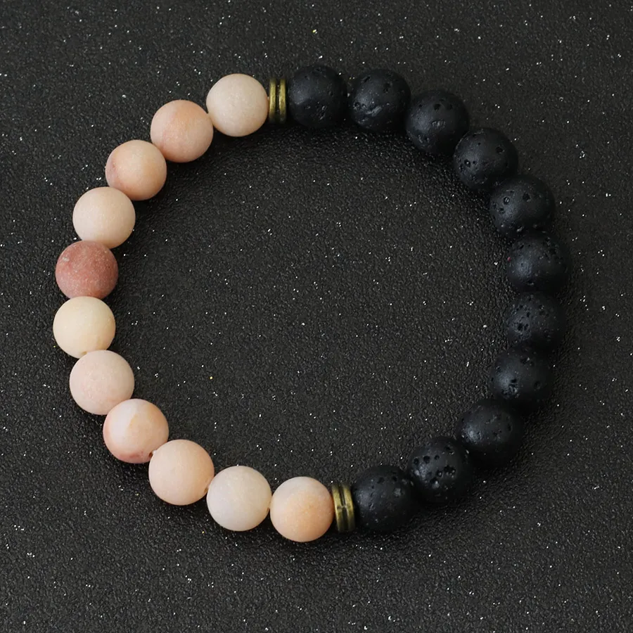 Bicolor Beaded Natural Stone pandora jewelry bracelet for