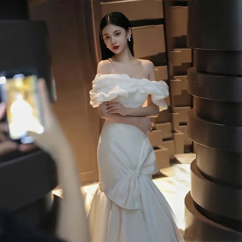 chinese dress ladies Odessa White Boat Neck Cape Maxi Dress – Relvoux Womenswear main image 0