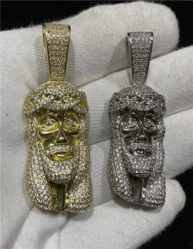 HIP HOP ICED OUT LA Chaîne Jésus Collier Pendant Gold Silver plaqué Full Zircon Mens Bling Jewelry Gift8721962