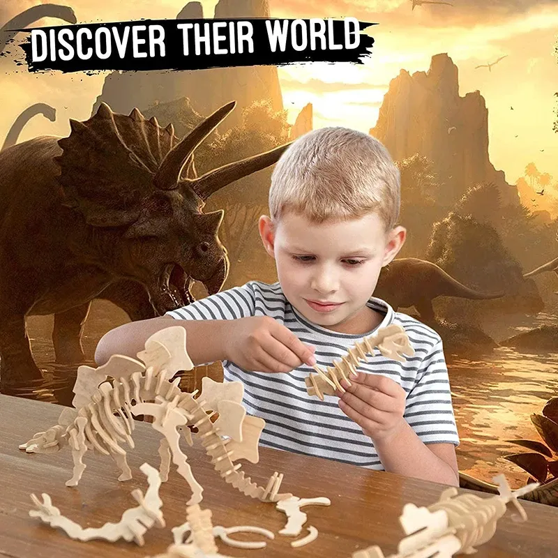 Dinozaur drewniany model puzzli 3D dinozaur