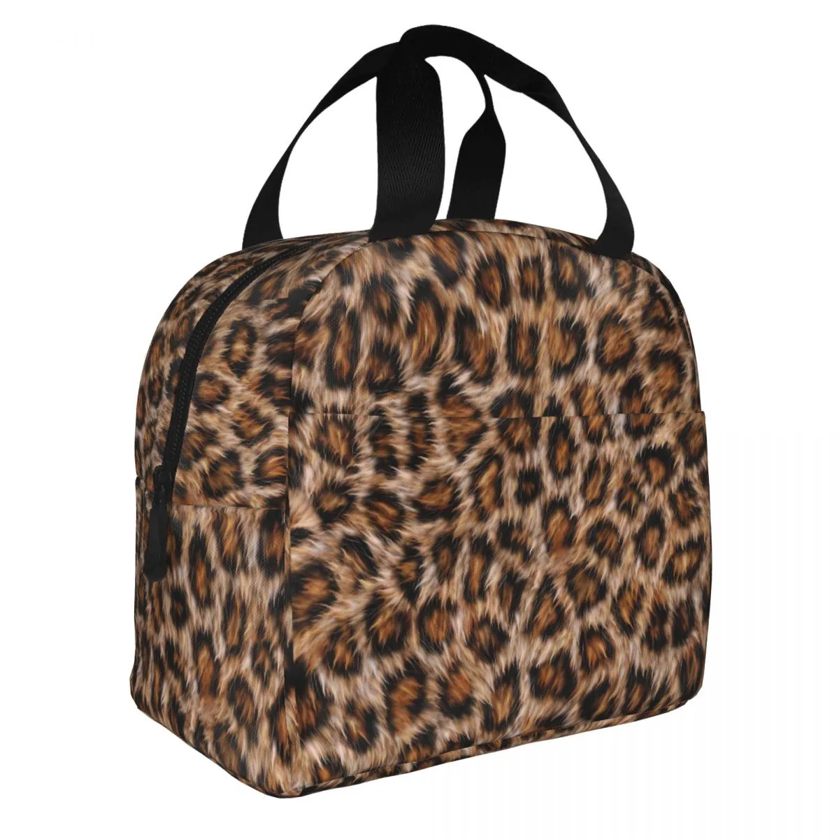 Lopard Print Fur Spoty jaguar izolowane skórę torby na lunch torby termiczne brązowe zwierzęce wzór skórzany pudełko lunch bento torebka bento